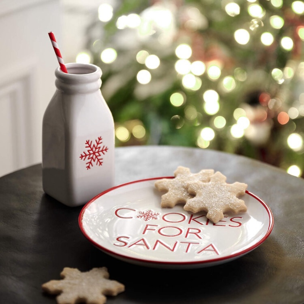 Crate & Barrel “Cookies for Santa” plate and milk jug